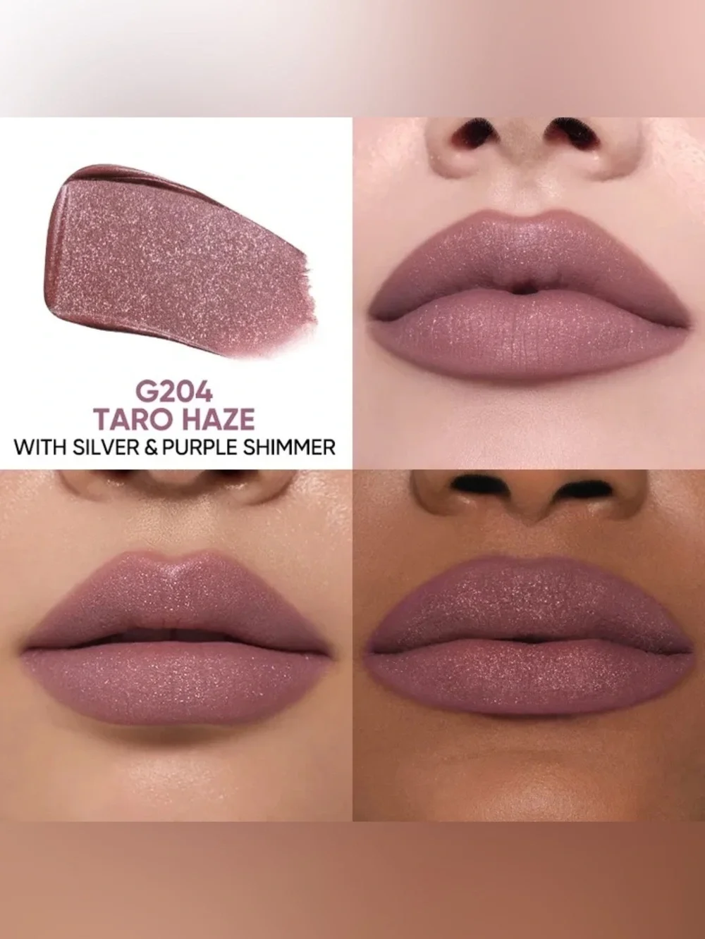 Judydoll Taro Haze Cushion Matte Lock Lip Cream- mauve w silver & purple shimmer